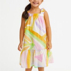 Zara Multicolored Colorful Sleeveless Sundress with Square Neck Open Back NWT